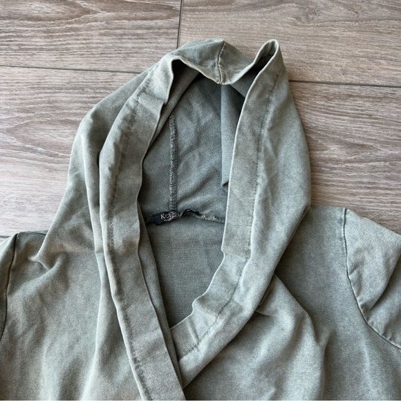 Keysha Washed Cotton Open Front  Hooded Jersey Sweatshirt Made in Italy - Picture 11 of 15